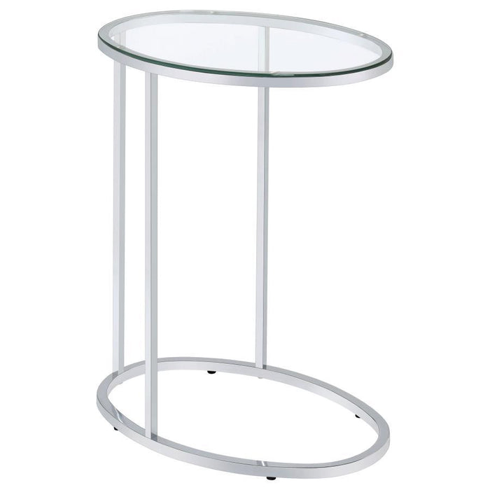 Kyle - Oval Snack Table - Chrome And Clear