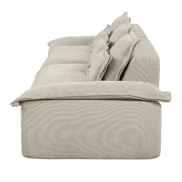 Jesse - Oversized Sofa With 6 Pillows - Beige Linen