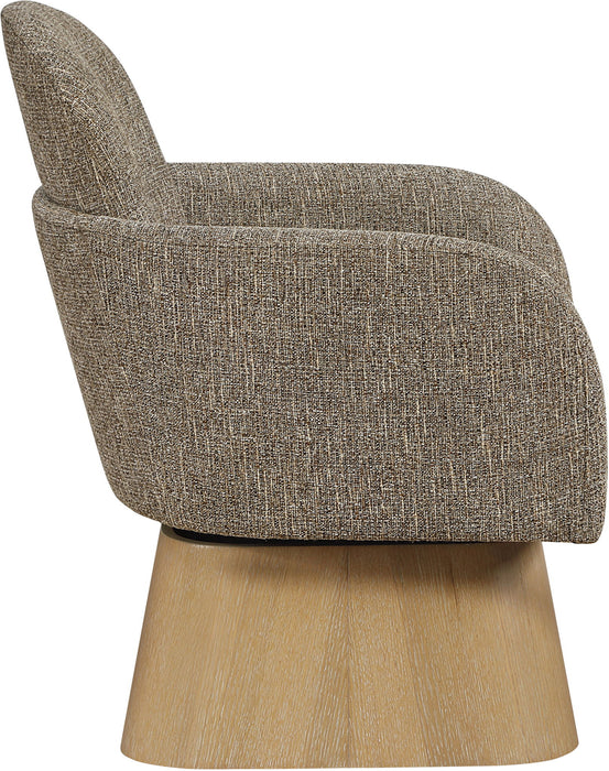 Marlowe - Linen Textured Fabric Upholstered Swivel Accent Chair - Stained Natural
