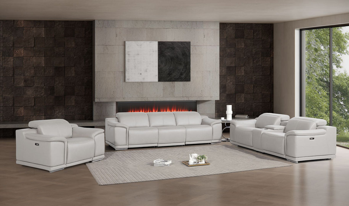 2679 - Power Reclining Sofa, Console Loveseat & Chair Set In Genuine Leather (5 Recliners)