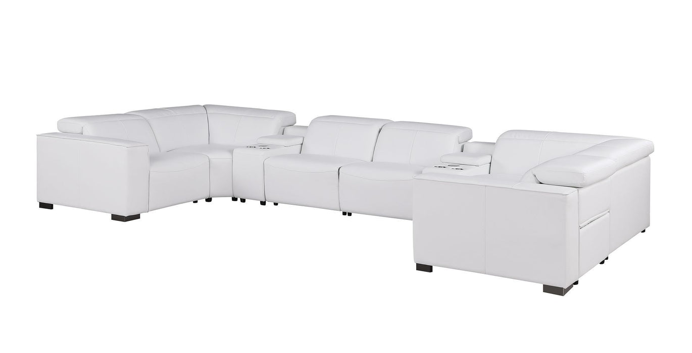 1208 - 8 Piece Modular Leather Sectional With 2 Power Recliners & Power Headrests