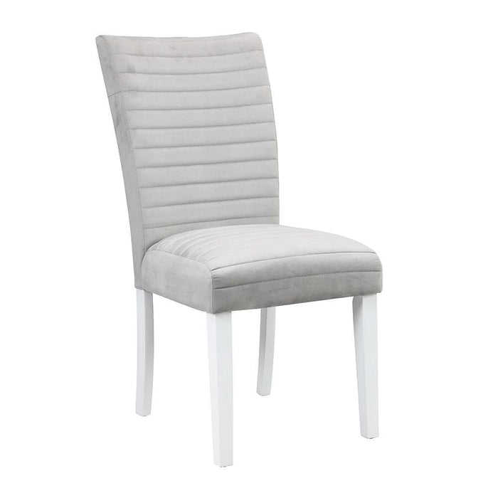 Elizaveta - Side Chair (Set of 2) - Gray Velvet &White High Gloss