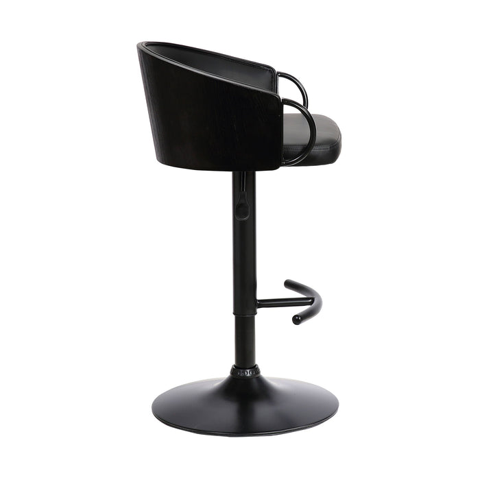 Montego - Adjustable Black Swivel Barstool - Black Powder