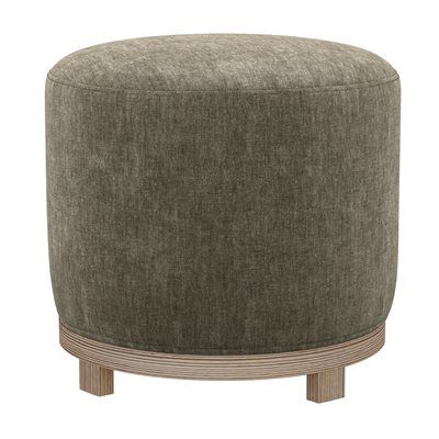 Lana - Swivel Ottoman With Wood Trim - Mineral