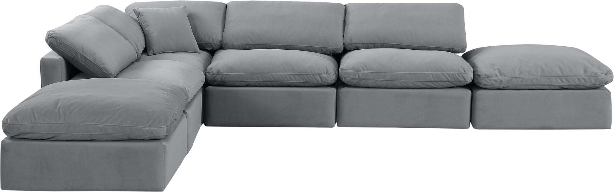 Indulge - Velvet 6 Piece Modular Armless Sectional