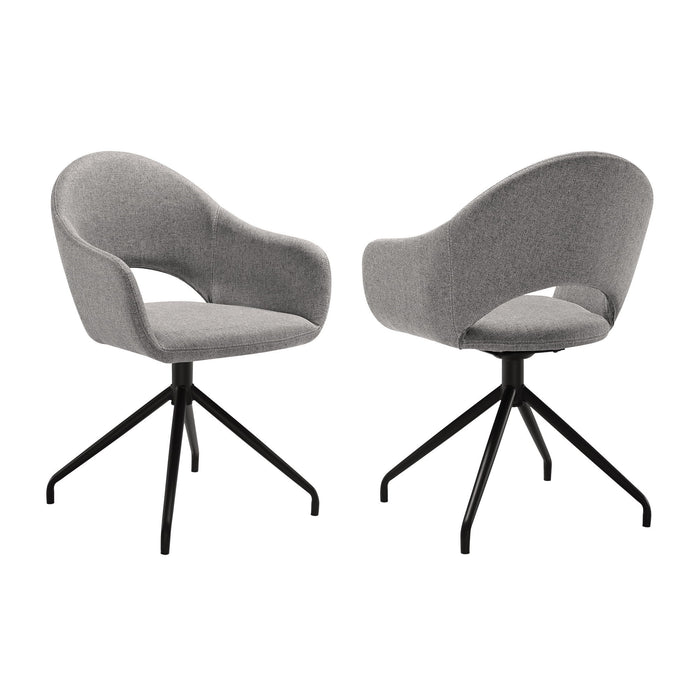 Pria - Swivel Upholstered Dining Chair (Set of 2) - Gray / Black