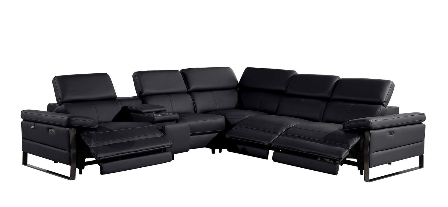 1246 - 6-Piece L-Shaped Modular Power Reclining Sectional With 3 Power Recliners And Power Headrests