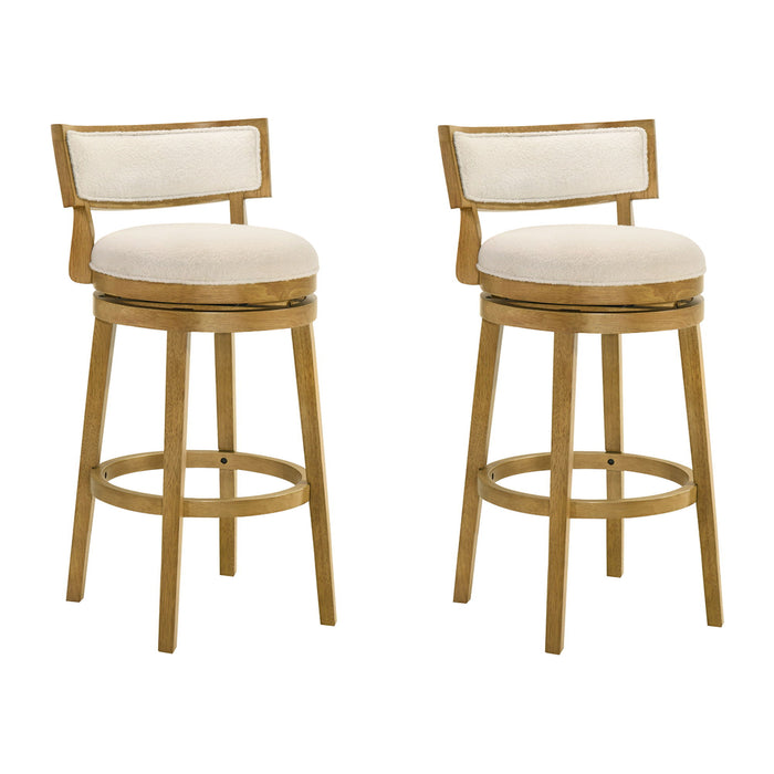 Noely - Modern Farmhouse Swivel Wood Bar Height Kitchen Bar Stool