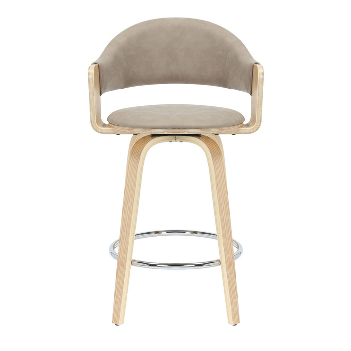 Daxton - Swivel Counter Height Round Back Wood Bar Stool With Faux Leather Seat