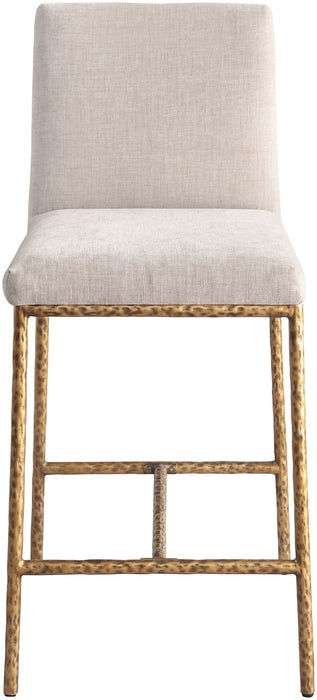 Reeves - Chenille Fabric Upholstered Counter Stool (Set of 2) - Gold Base