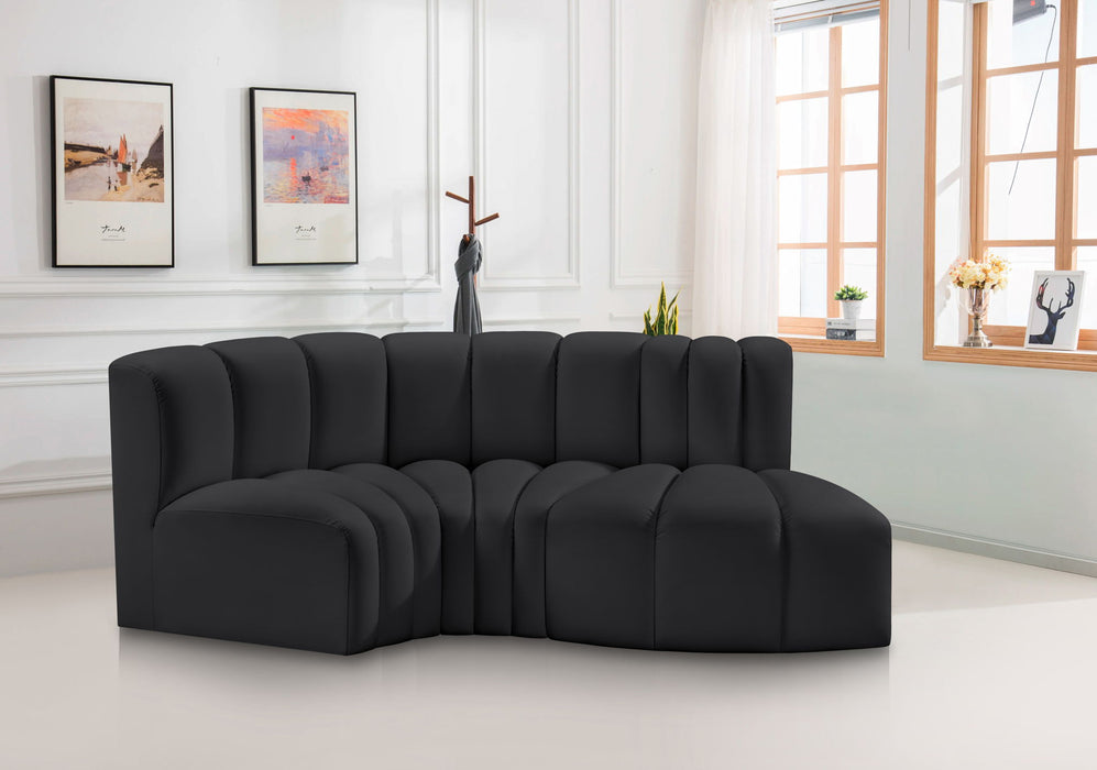 Arc - Faux Leather 3 Piece Modular L-Shaped Sofa