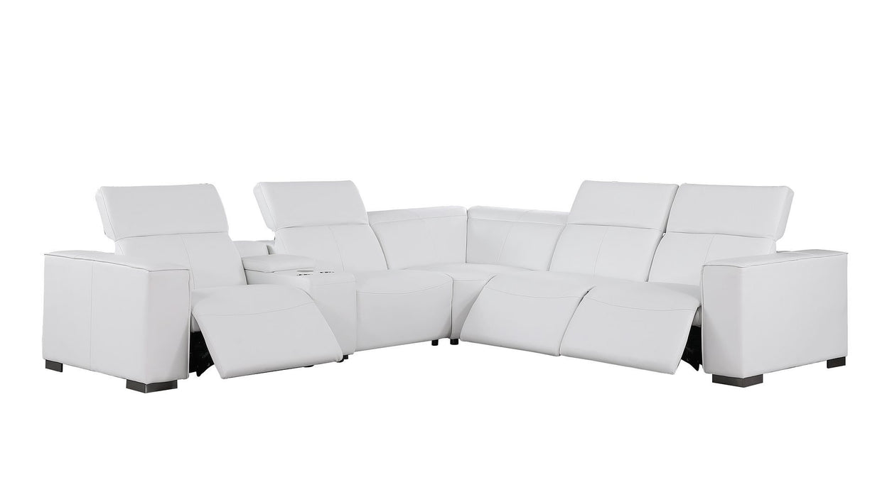 1208 - 6-Piece L-Shaped Leather Reclining Sectional With 3 Power Recliners