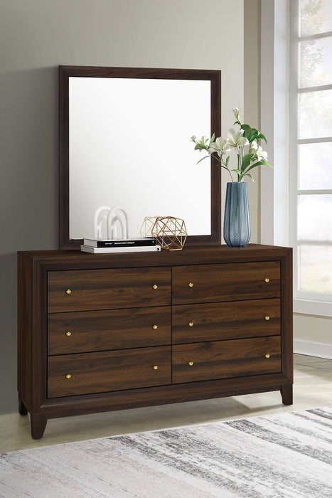 Welsley - 6-Drawer Dresser And Mirror - Walnut