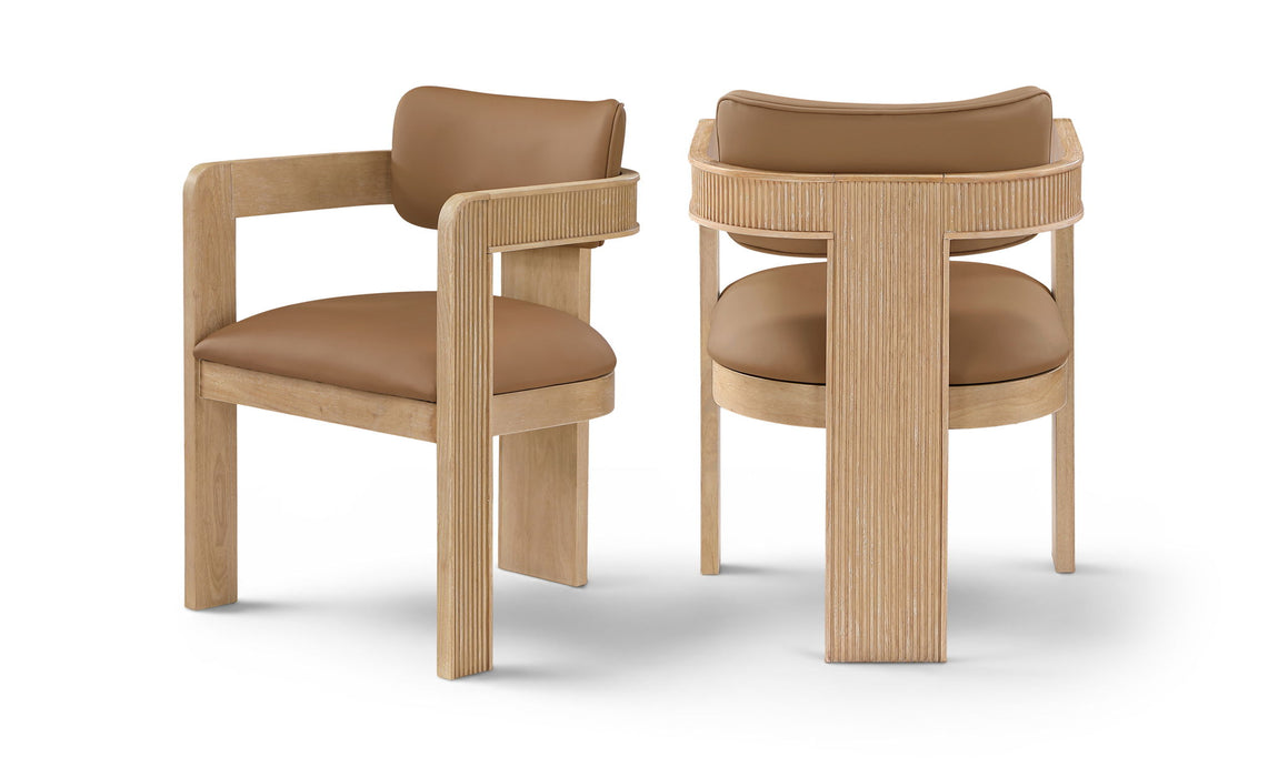 Sacha - Vegan Leather Upholstered Dining Chair With Natural Base (Set of 2)