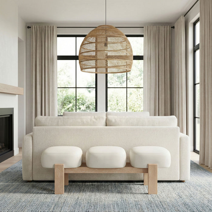 Woodcrest - Vegan Leather Upholstered Bench - Painted Natural Base