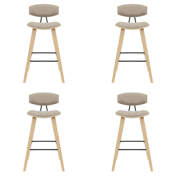 Fox - Bar Height Curved Back Wood Bar Stool With Faux Leather Seat