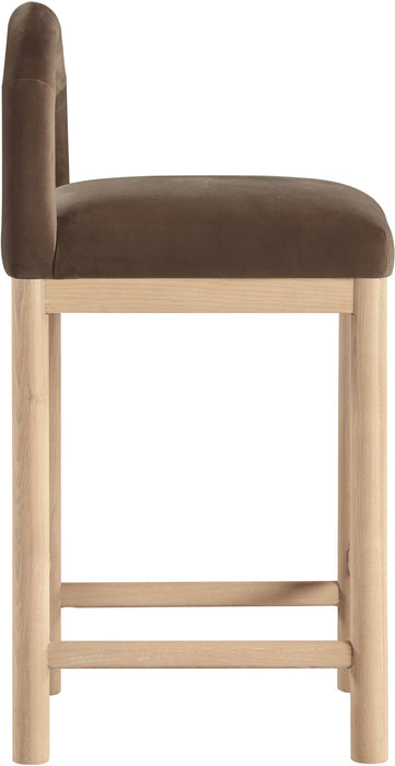 Conrad - Velvet Counter Stool With Natural Legs