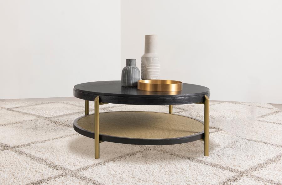 Arini - Round Coffee Table With Storage Shelf