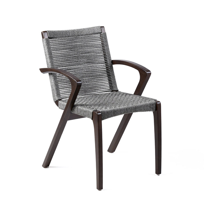 Brielle - Outdoor Dark Eucalyptus Wood And Gray Rope Dining Chairs - (Set Of 2)