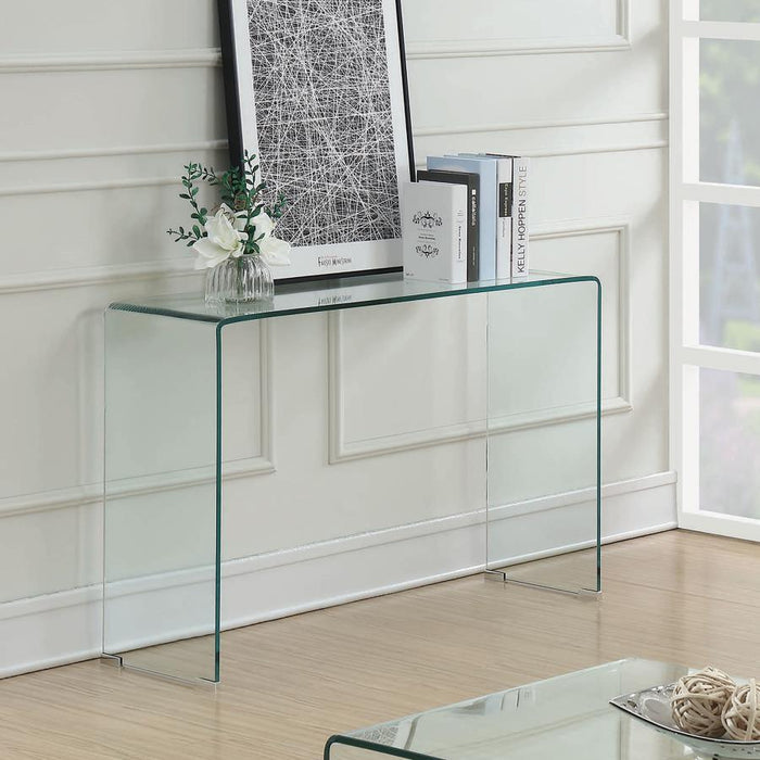 Ripley - Tempered Bent Glass Entryway Console Table - Clear