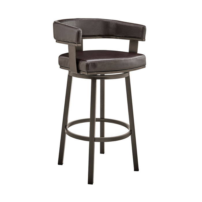 Lorin - 26" Counter Height Swivel Bar Stool - Java - Brown Finish And Faux Leather