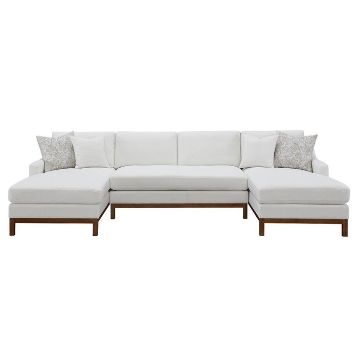 Valiant - Sectional Sofa With 4 Pillows - Ivory Chenille