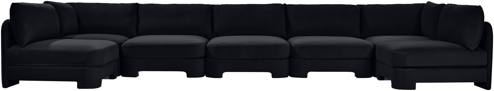 Hammond - Velvet Performance Fabric Upholstered 7 Piece U-Shaped Armless Sectional