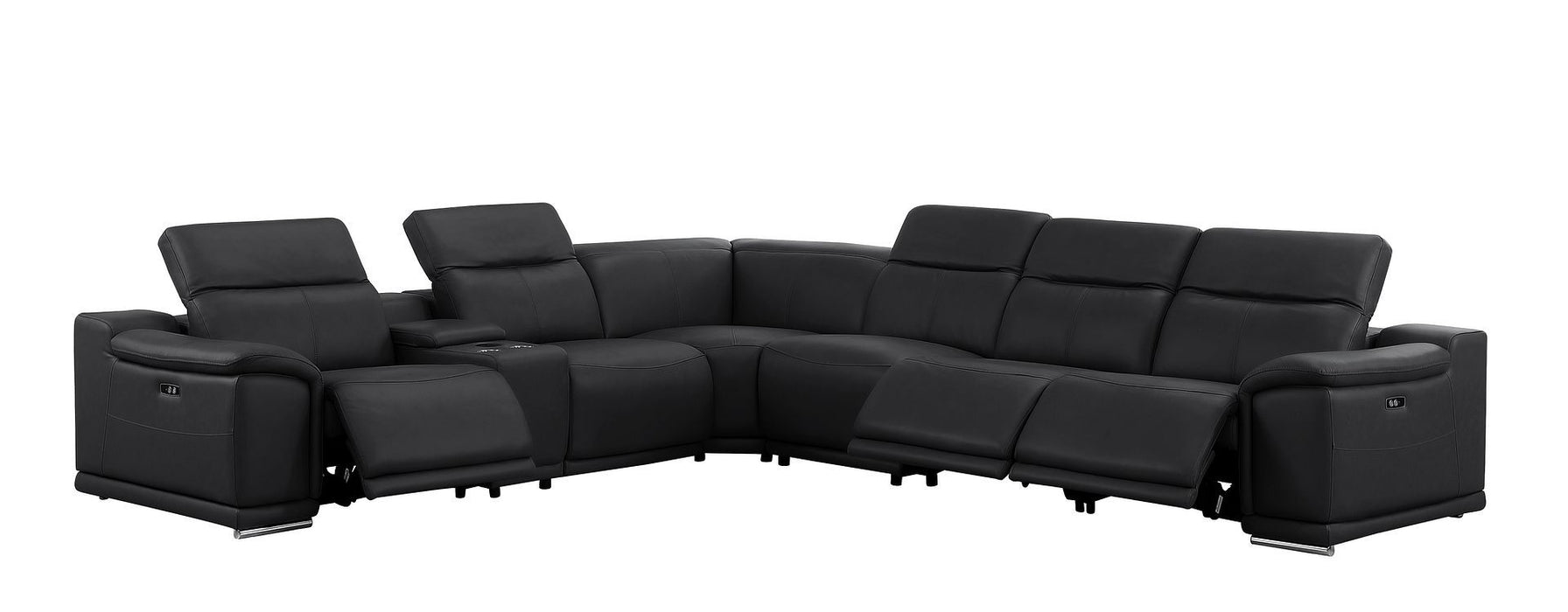 2679 - 7-Piece L-Shaped Power Reclining Sectional In Genuine Leather (3 Recliners)