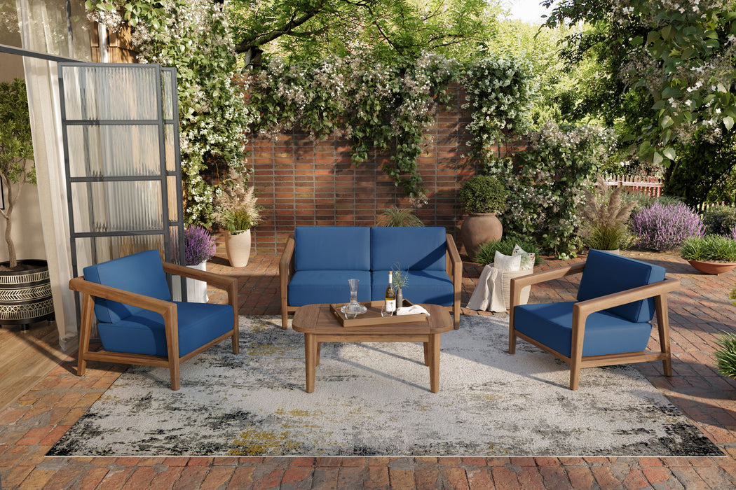 Bali - 4 Piece Set - Loveseat, 2 Chairs, Coffee Table - Dark Blue