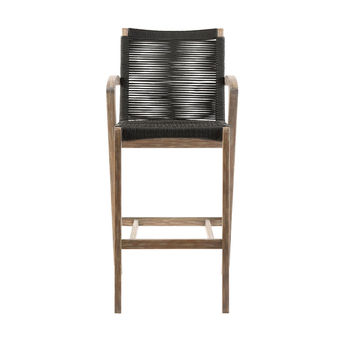 Brielle - Outdoor Light Eucalyptus Wood And Charcoal Rope Counter And Bar Height Stool