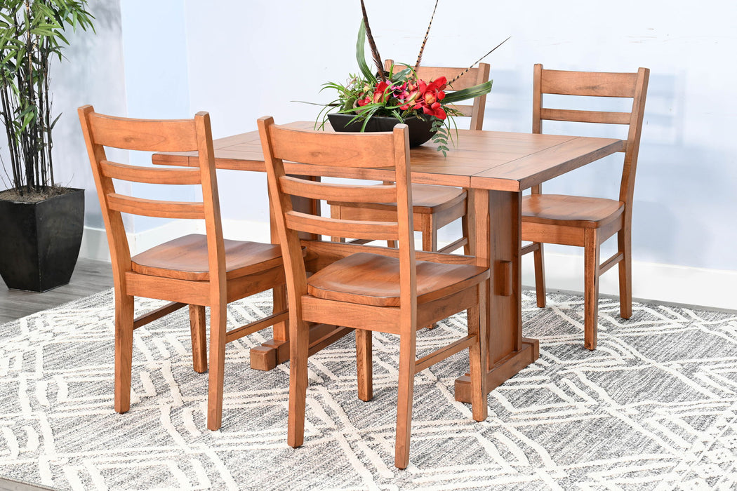 Sedona - 5 Piece Dining Set With Wood Chairs - Rustic Oak