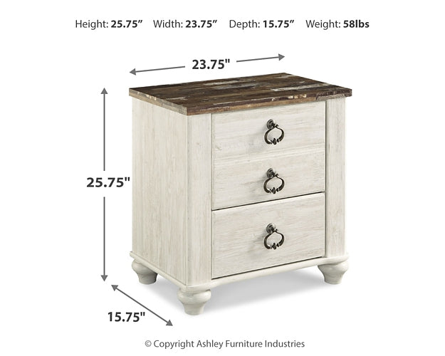 Willowton Two Drawer Night Stand