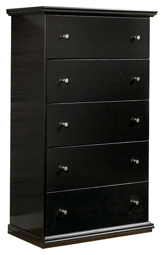 Maribel Full Panel Headboard with Mirrored Dresser and Chest