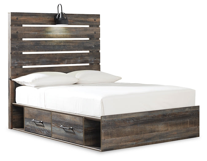 Drystan Full Panel Bed with 4 Storage Drawers with Mirrored Dresser, Chest and 2 Nightstands