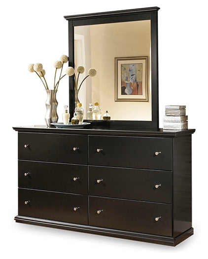 Maribel Twin Panel Headboard with Mirrored Dresser and 2 Nightstands