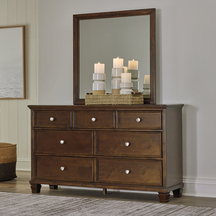 Danabrin Full Panel Bed with Mirrored Dresser