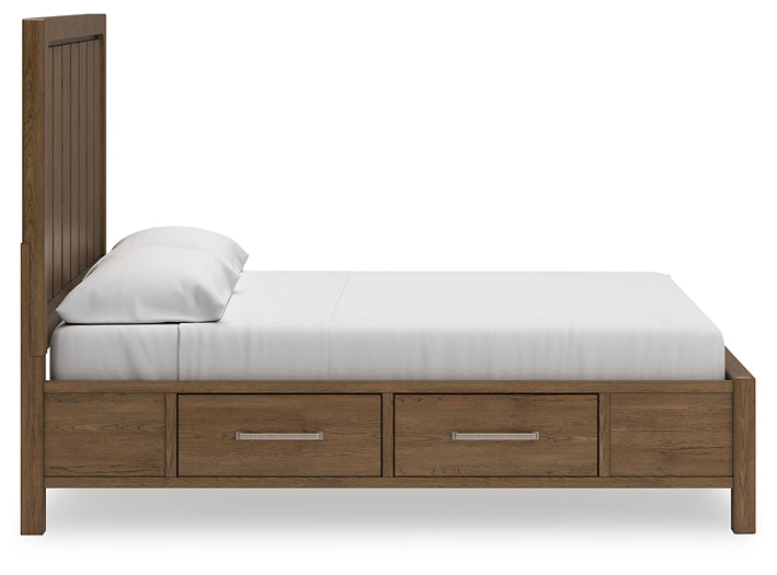 Cabalynn King Panel Bed with Storage with Mirrored Dresser and Chest