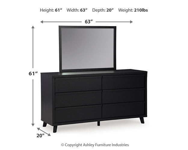 Danziar Queen Panel Bed with Mirrored Dresser