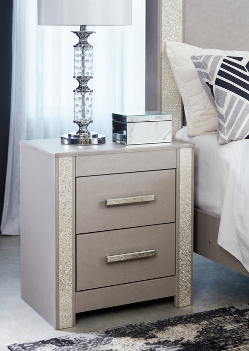 Surancha Full Panel Bed with Mirrored Dresser and Nightstand