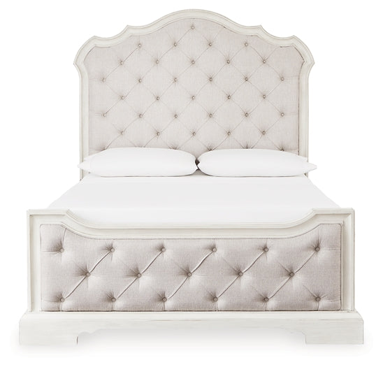 Arlendyne Queen Upholstered Bed with Mirrored Dresser, Chest and Nightstand