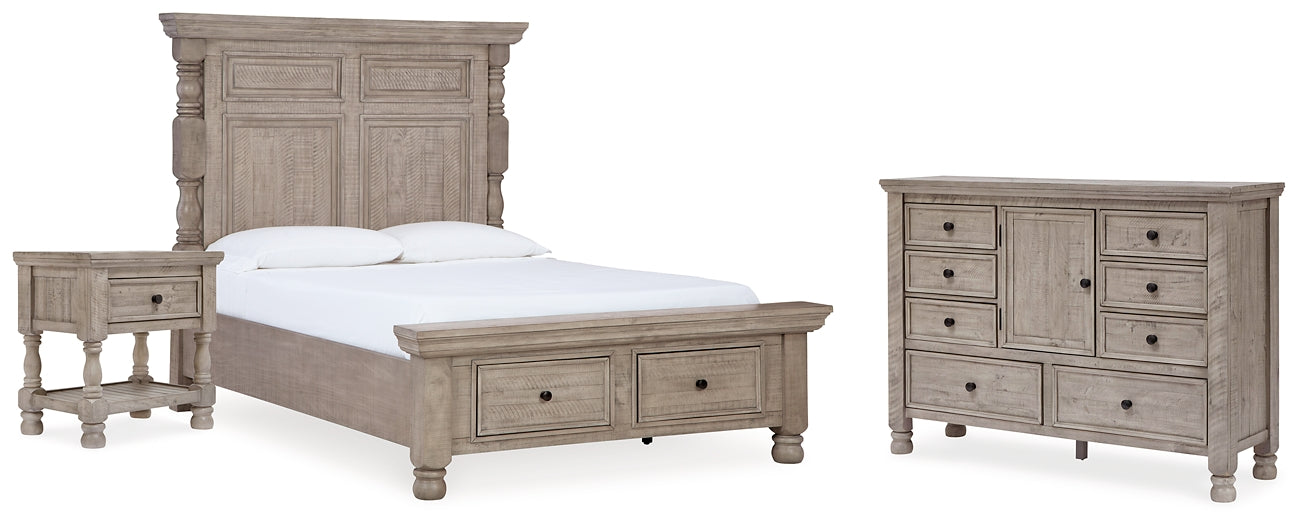 Harrastone Queen Panel Bed with Dresser and Nightstand