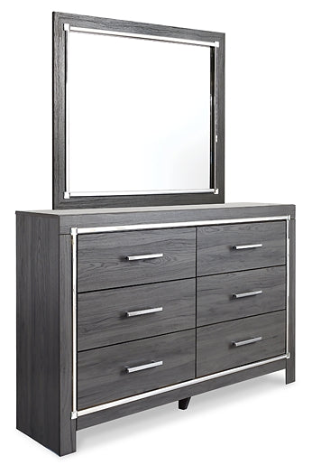 Lodanna Queen Panel Bed with 2 Storage Drawers, Dresser, Mirror and Nightstand