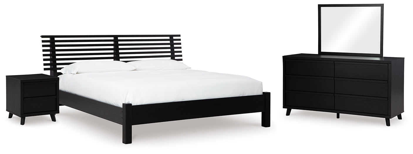Danziar Queen Slat Panel Bed, Dresser, Mirror and Nightstand
