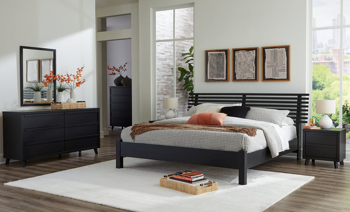 Danziar King Slat Panel Bed, Dresser and Mirror