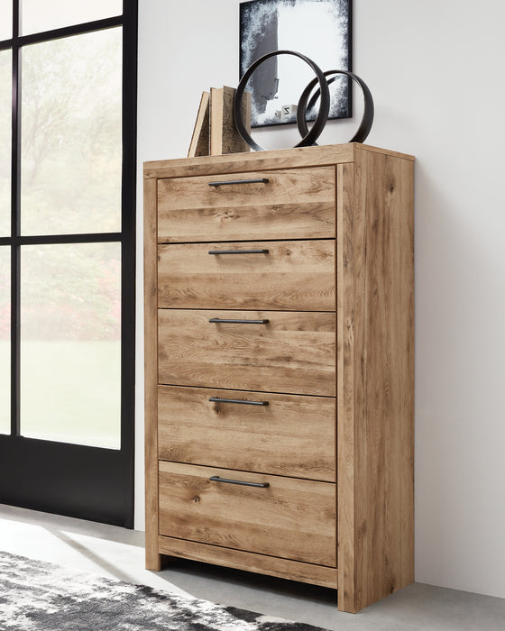 Hyanna Full Panel Storage Bed, Dresser, Mirror, Chest and Nightstand