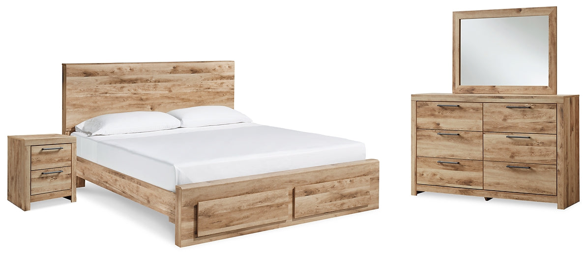 Hyanna Queen Panel Storage Bed, Dresser, Mirror and Nightstand
