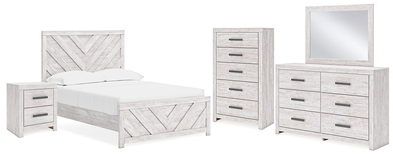 Cayboni Full Panel Bed, Dresser, Mirror, Chest and Nightstand