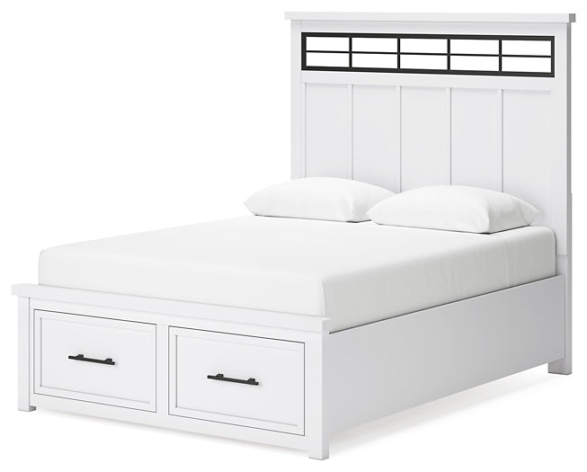 Ashbryn Queen Panel Storage Bed, Dresser, Mirror and Nightstand