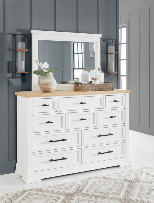 Ashbryn Queen Panel Storage Bed, Dresser, Mirror and Nightstand