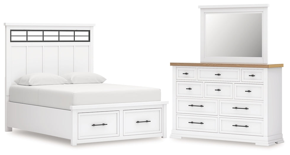 Ashbryn Queen Panel Storage Bed, Dresser and Mirror